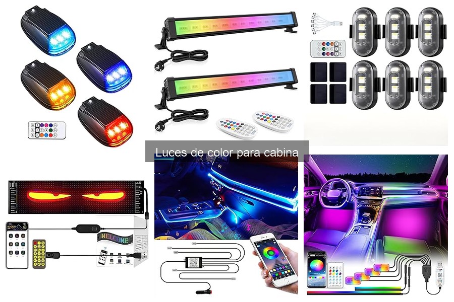 Efectos visuales de las luces de color en la cabina de camión